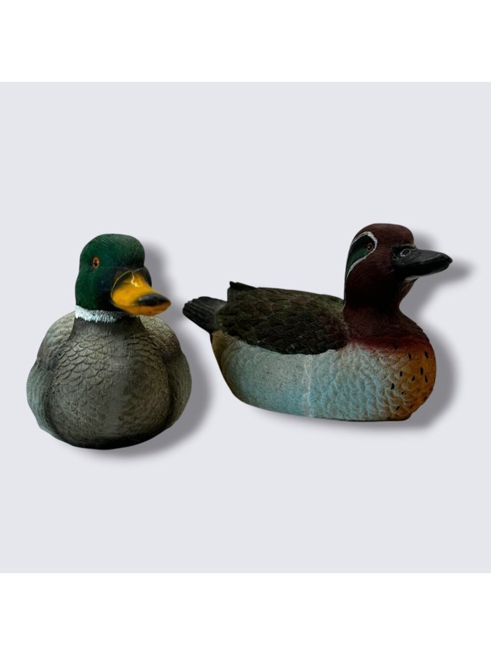 Set Of 2 Hand-Painted Duck Decoy Figurines By Direct International MCM Cabin Dec